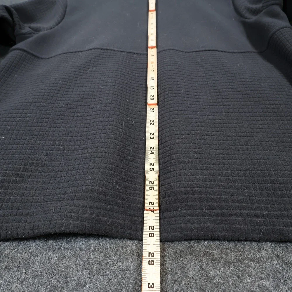 Lands' End Fleece‎ Jacket Mens Large Black Excellent Grid Texture Full Zip
